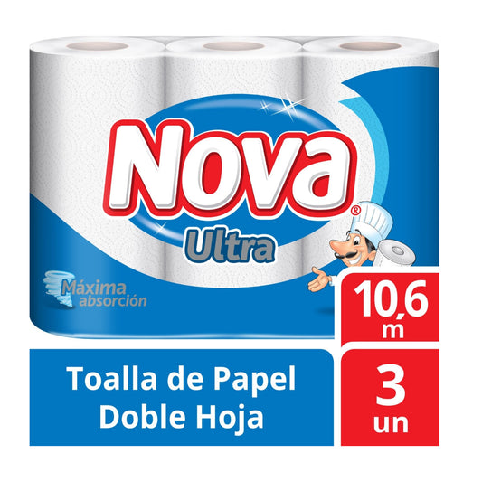 Toalla de Papel Nova Ultra 3x10.6 mts x Manga (30 Rollos)