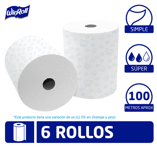 Toalla de Papel Winroll Gigante Azul 100 mts DH (6 Rollos)