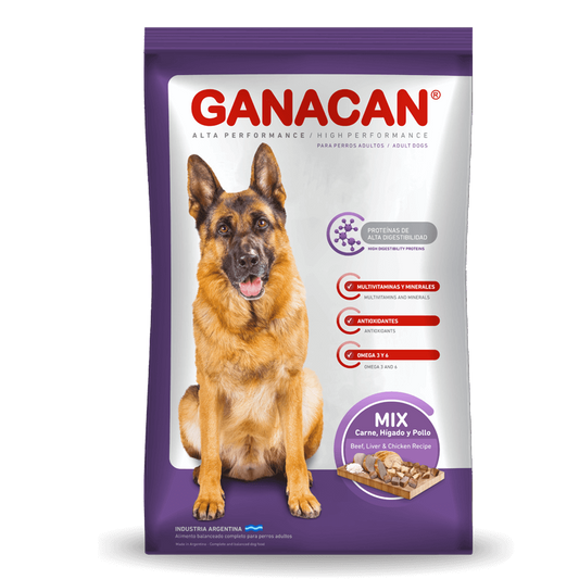 Ganacan Adulto 22Kg Sabor Mix (Carne, Higado y Pollo)