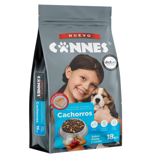 Nuevo Cannes Cachorro 18 Kg Sabor Carne y Leche