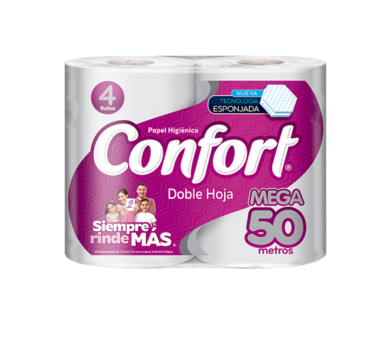 Papel Higienico Confort Mega Doble Hoja 4 x 50Mt