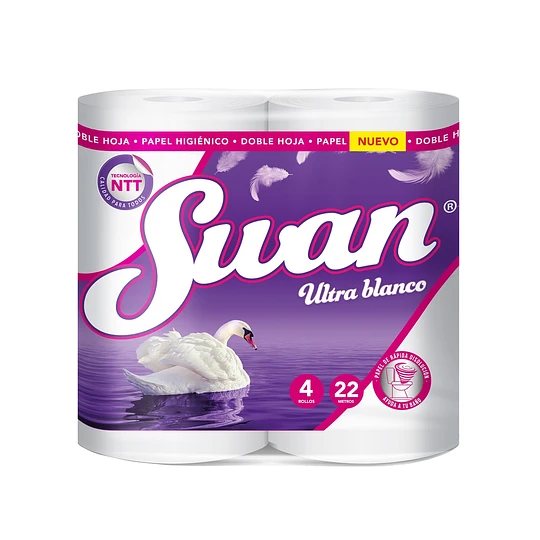 Papel Higiénico Swan Ultra Blanco DH 4x22 mt x Manga (48 Rollos)