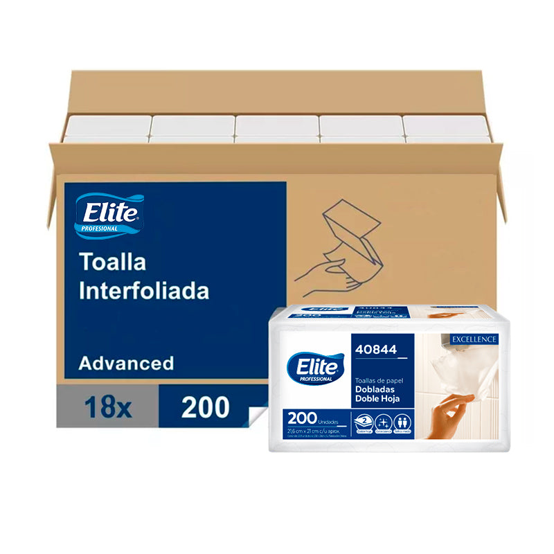 [TID0399] Toalla Interfoliada Doble Hoja 18 Pq x 200 Un Elite Professional
