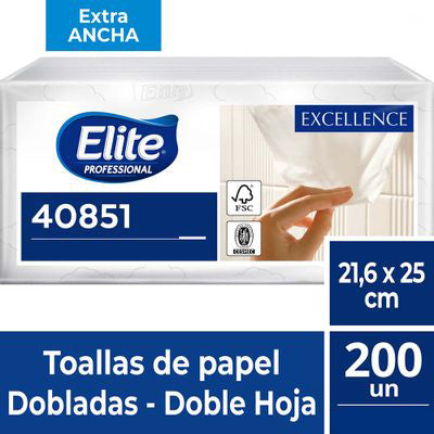 Toalla Interfoliada Extra Ancha Doble Hoja 200 Un Elite Professional