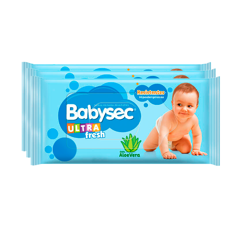 Toallitas Húmedas Babysec UltraFresh pack x 3